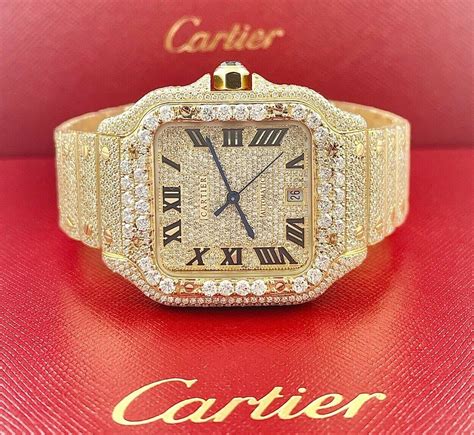 iced out cartier watch replica|cartier watch men's iced out.